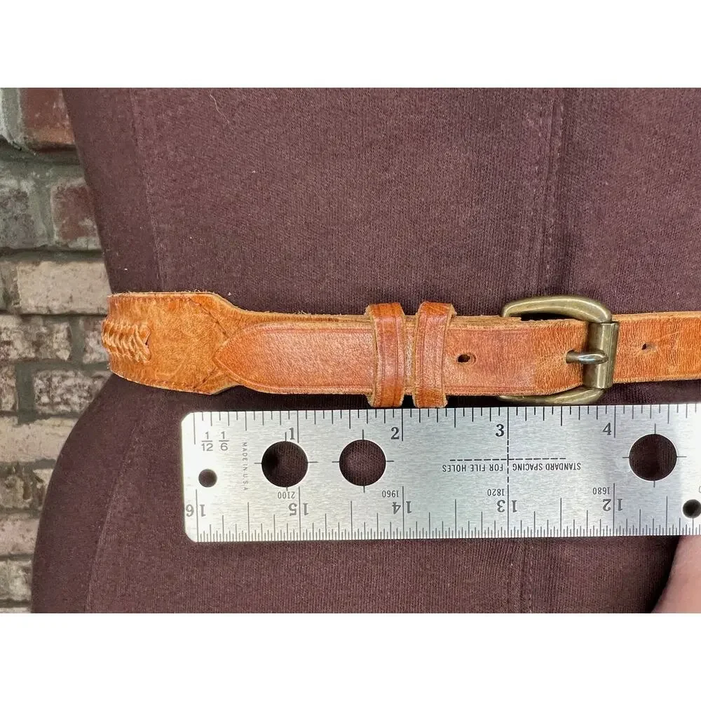 Liz Claiborne belt genuine leather brown braided skinny western
